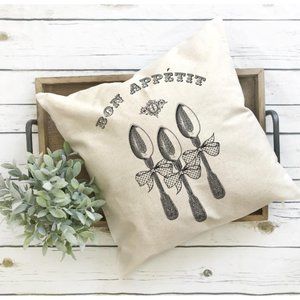 Country Farmhouse, Pillow Cover, Bon Appetit